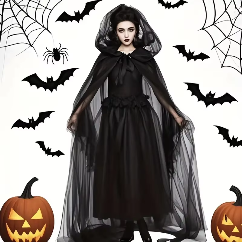 2Pcs Black Hooded Tulle Cape + - огляд і ціна Black Face Mask Pack